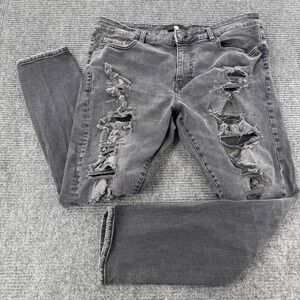 Jordan Craig Sean Fit Mens 40x32 Gray Distressed Ripped Denim Jeans Hip Hop